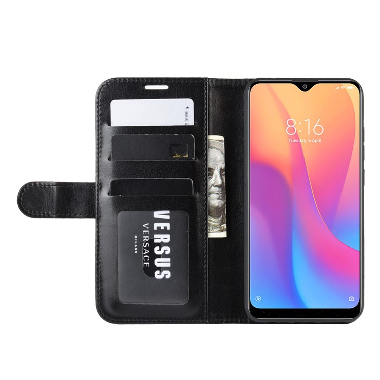 Crazy Horse Wallet Leather Stand Case for Xiaomi Redmi 8A - Black-7