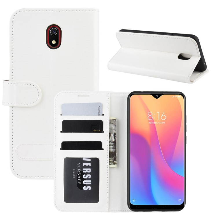 Crazy Horse Wallet Leather Stand Case for Xiaomi Redmi 8A - White-1