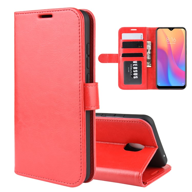 Crazy Horse Wallet Leather Stand Case for Xiaomi Redmi 8A - Red-2