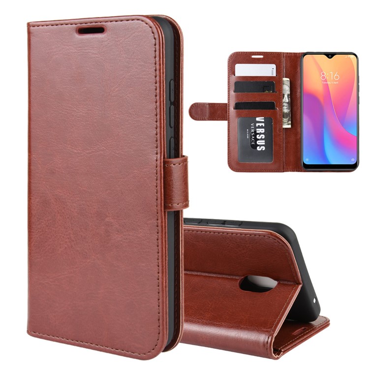 Crazy Horse Wallet Leather Stand Case for Xiaomi Redmi 8A - Brown-2