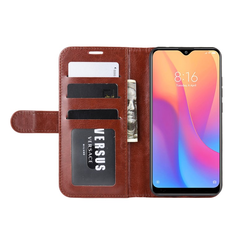 Crazy Horse Wallet Leather Stand Case for Xiaomi Redmi 8A - Brown-7