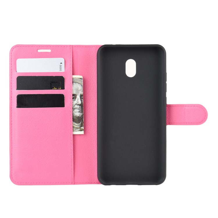 Litchi Skin Wallet Leather Stand Phone Mobile Casing Cover for Xiaomi Redmi 8A - Rose-4