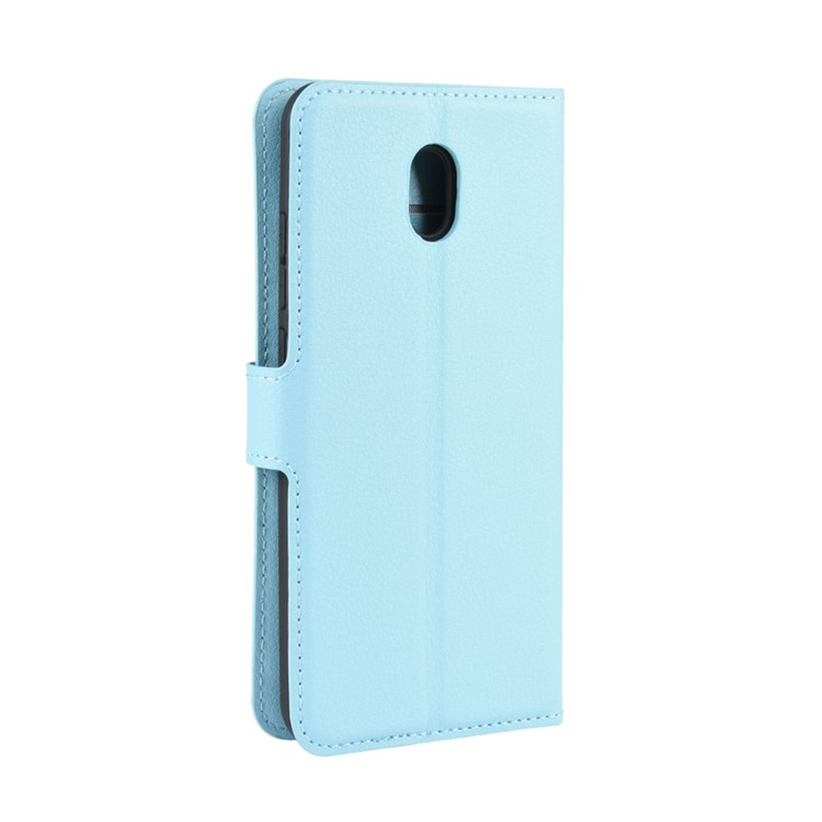 Litchi Skin Wallet Leather Stand Phone Mobile Casing Cover for Xiaomi Redmi 8A - Blue-3