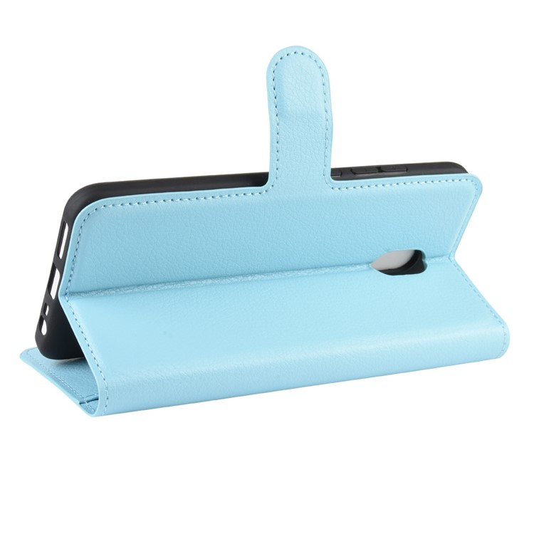 Litchi Skin Wallet Leather Stand Phone Mobile Casing Cover for Xiaomi Redmi 8A - Blue-6