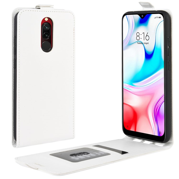 Crazy Horse Skin Leather Vertical Flip Case for Xiaomi Redmi 8 - White-1