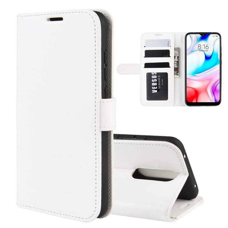 Crazy Horse Skin Wallet Leather Stand Case Shell for Xiaomi Redmi 8 - White-2