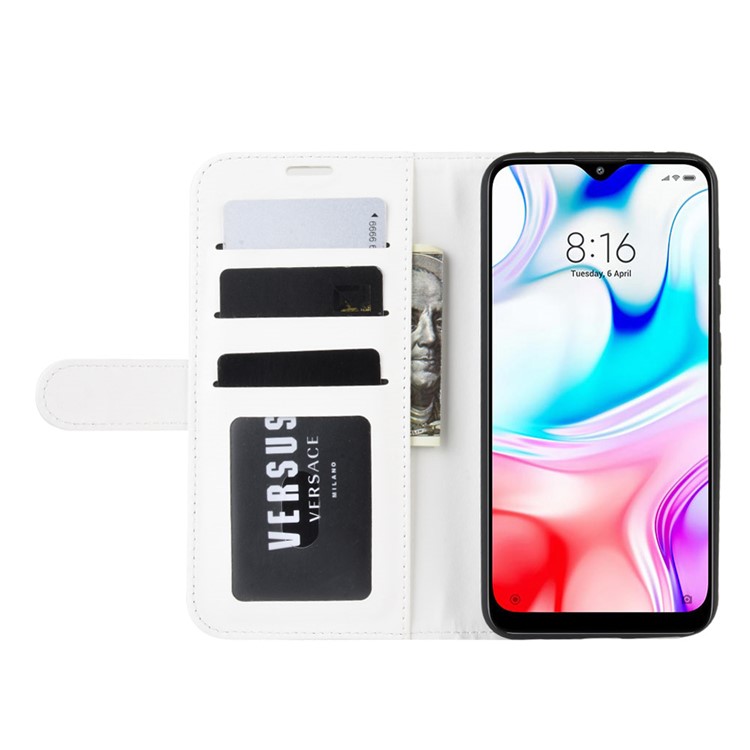 Crazy Horse Skin Wallet Leather Stand Case Shell for Xiaomi Redmi 8 - White-7