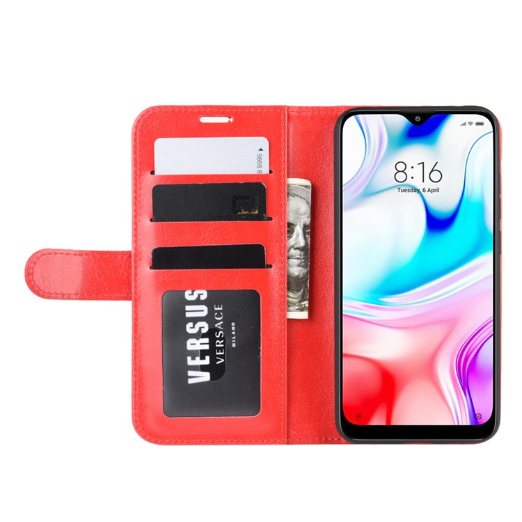 Crazy Horse Skin Wallet Leather Stand Case Shell for Xiaomi Redmi 8 - Red-7