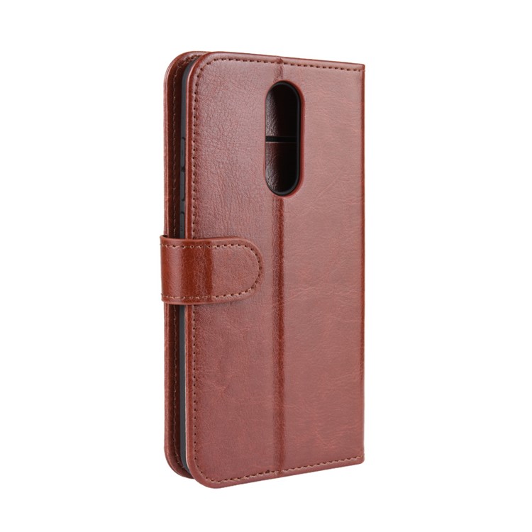 Crazy Horse Skin Wallet Leather Stand Case Shell for Xiaomi Redmi 8 - Brown-4