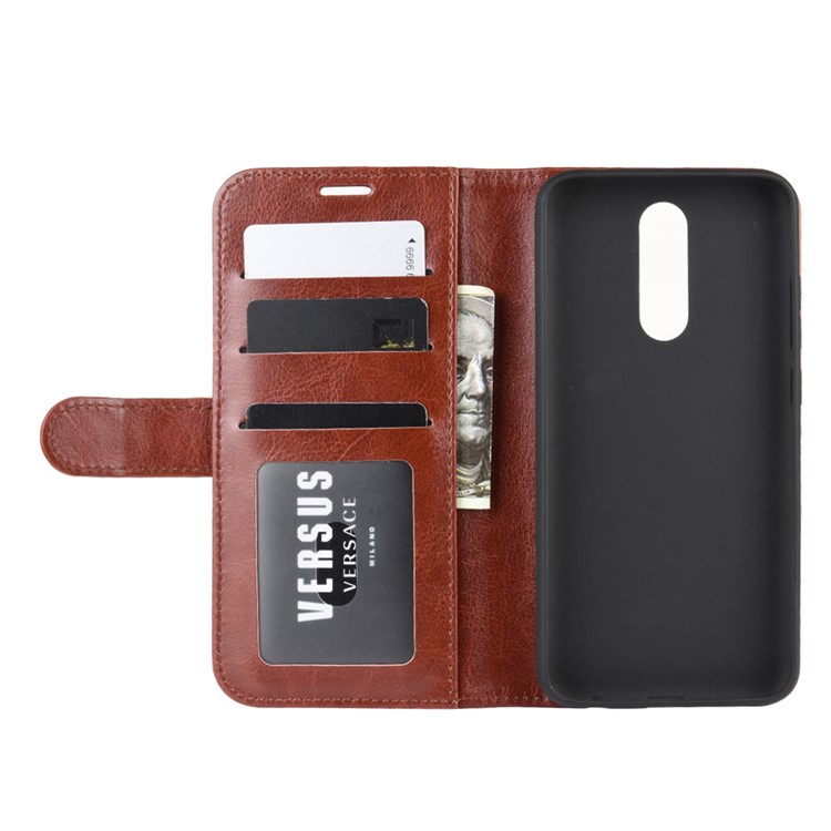 Crazy Horse Skin Wallet Leather Stand Case Shell for Xiaomi Redmi 8 - Brown-6