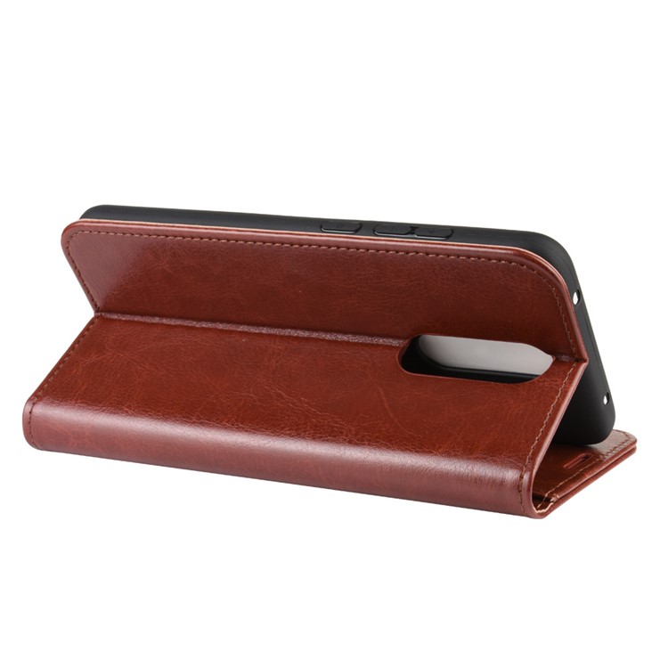 Crazy Horse Skin Wallet Leather Stand Case Shell for Xiaomi Redmi 8 - Brown-8