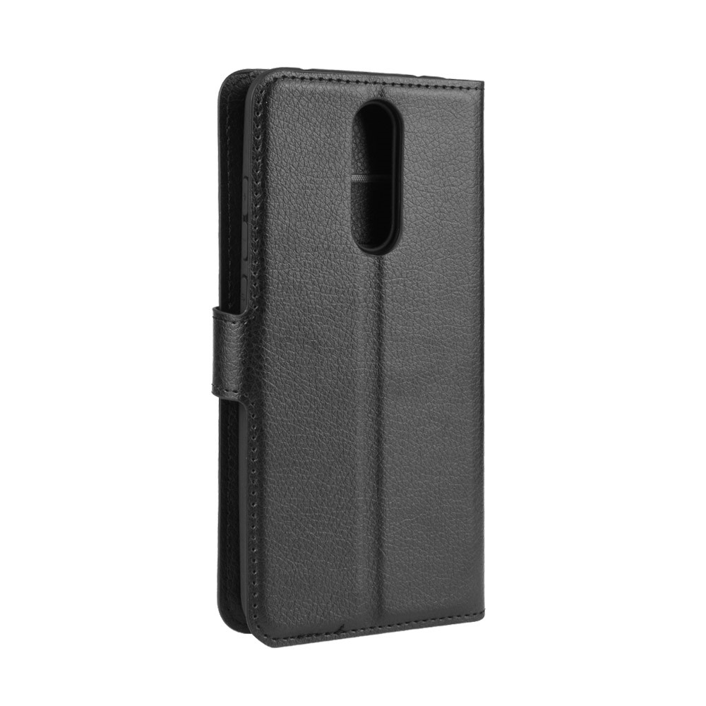 Litchi Skin Wallet Leather Stand Cool Stand Caso Para Xiaomi Redmi 8 - Preto