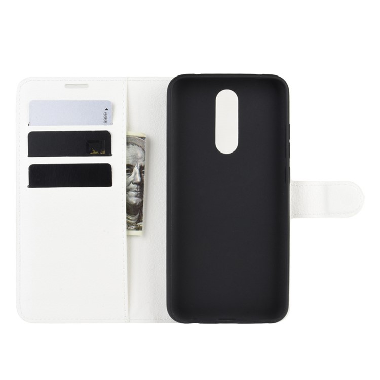 Litchi Skin Wallet Leather Cool Stand Case for Xiaomi Redmi 8 - White-4