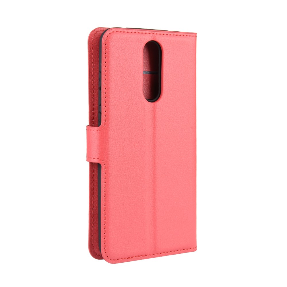 Litchi Skin Wallet Leather Cool Stand Case for Xiaomi Redmi 8 - Red-3
