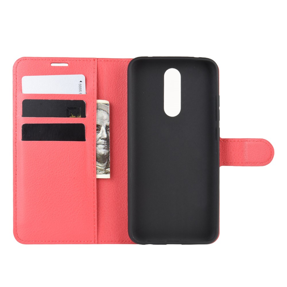 Litchi Skin Wallet Leather Cool Stand Case for Xiaomi Redmi 8 - Red-4