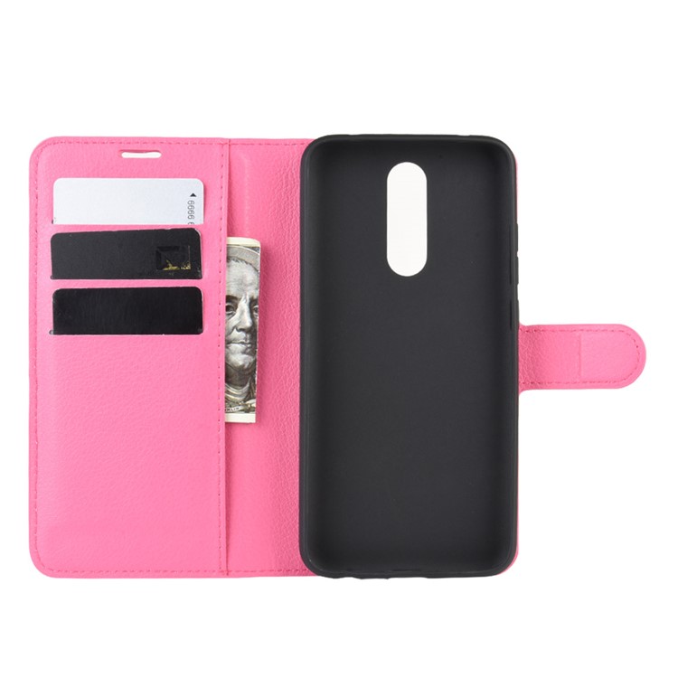 Litchi Skin Wallet Leather Cool Stand Case for Xiaomi Redmi 8 - Rose-4