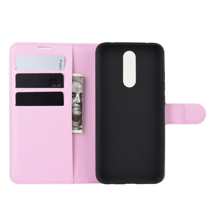 Litchi Skin Wallet Leather Cool Stand Case for Xiaomi Redmi 8 - Pink-4