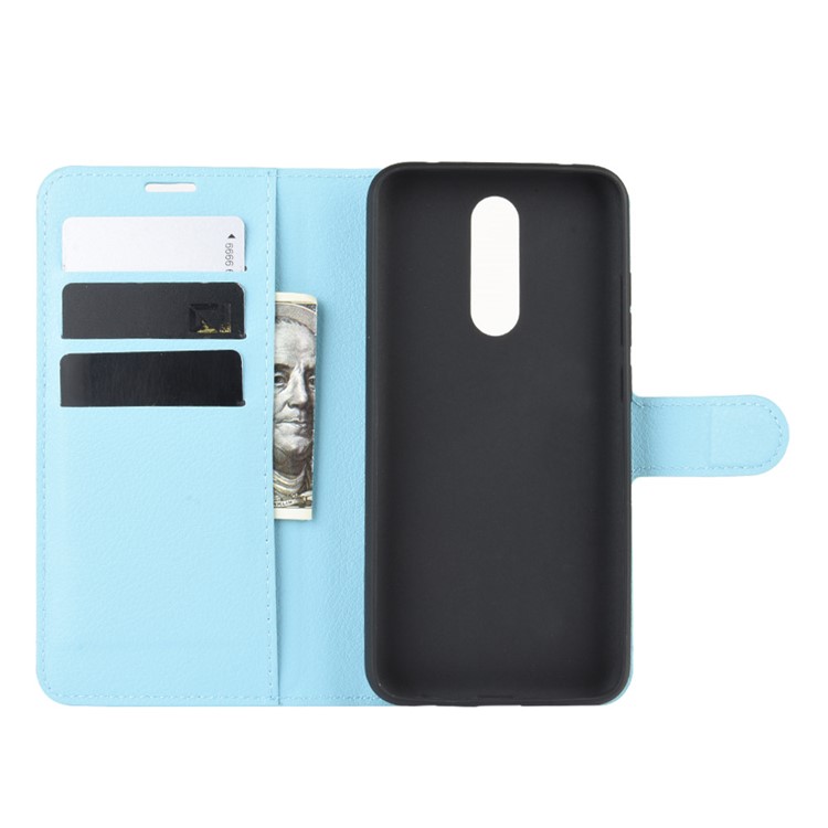 Litchi Skin Wallet Leather Cool Stand Case for Xiaomi Redmi 8 - Blue-4