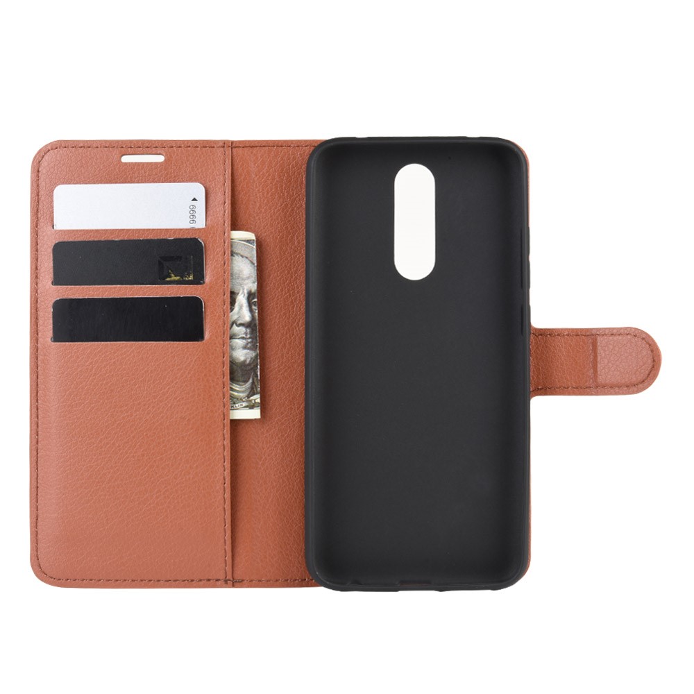 Litchi Skin Wallet Leather Cool Stand Case for Xiaomi Redmi 8 - Brown-4
