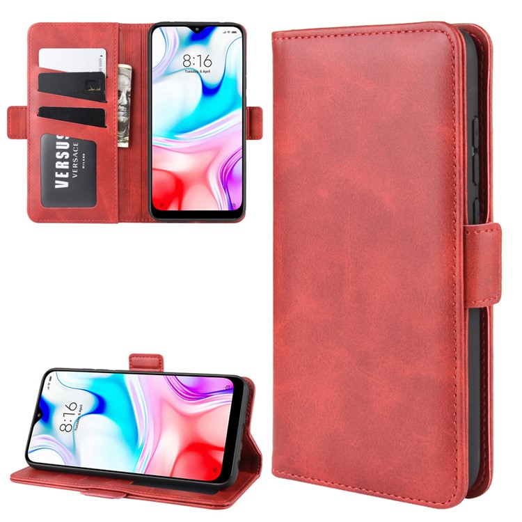 Magnet Adsorption PU Leather Stylish Case for Xiaomi Redmi 8 - Red-1