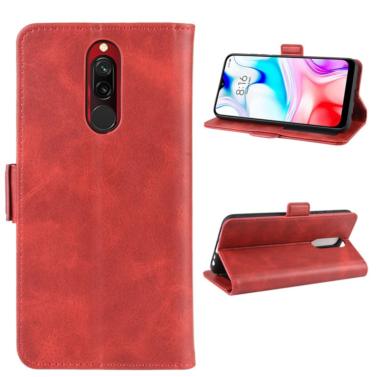 Magnet Adsorption PU Leather Stylish Case for Xiaomi Redmi 8 - Red-2