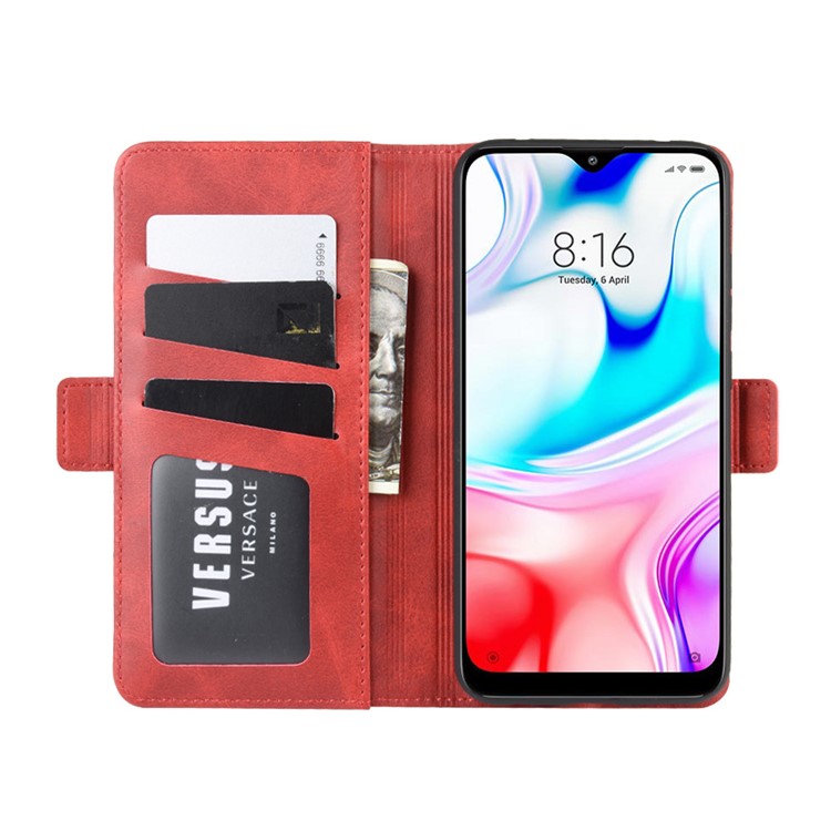 Magnet Adsorption PU Leather Stylish Case for Xiaomi Redmi 8 - Red-5