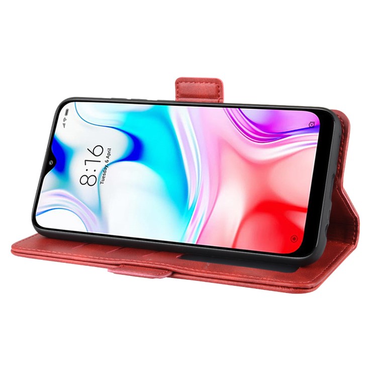 Magnet Adsorption PU Leather Stylish Case for Xiaomi Redmi 8 - Red-6