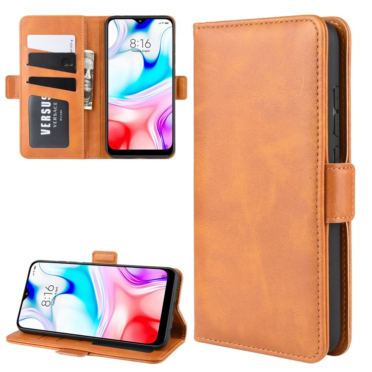 Magnet Adsorption PU Leather Stylish Case for Xiaomi Redmi 8 - Brown-1
