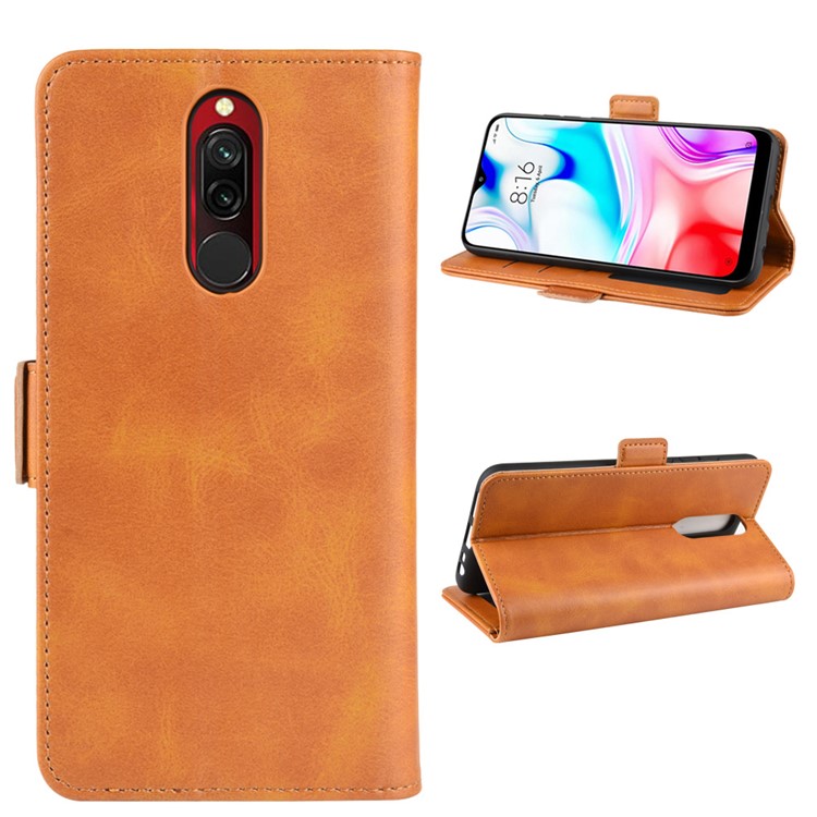 Magnet Adsorption PU Leather Stylish Case for Xiaomi Redmi 8 - Brown-2