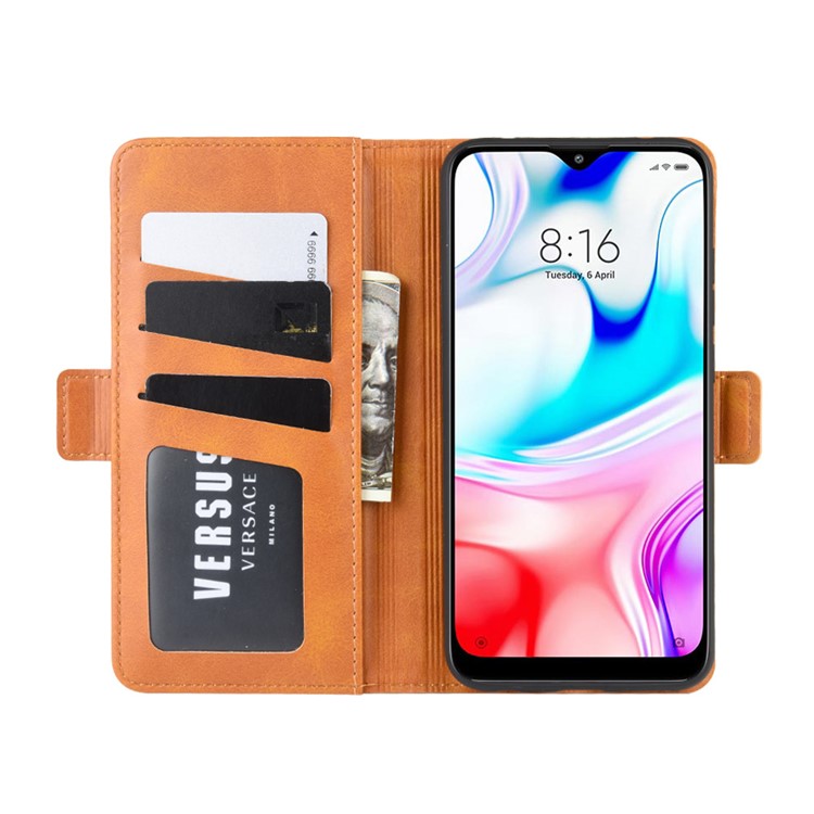 Magnet Adsorption PU Leather Stylish Case for Xiaomi Redmi 8 - Brown-4