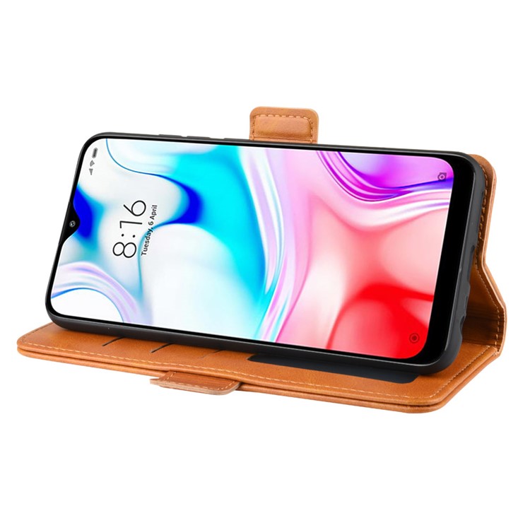 Magnet Adsorption PU Leather Stylish Case for Xiaomi Redmi 8 - Brown-5