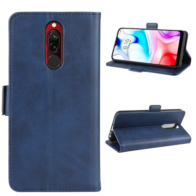 Magnet Adsorption PU Leather Stylish Case for Xiaomi Redmi 8 - Blue-2