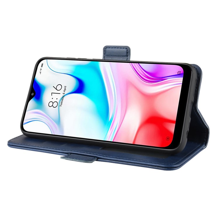 Magnet Adsorption PU Leather Stylish Case for Xiaomi Redmi 8 - Blue-6