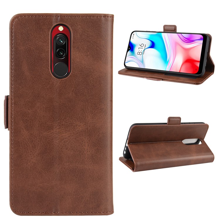 Magnet Adsorption PU Leather Stylish Case for Xiaomi Redmi 8 - Coffee-1