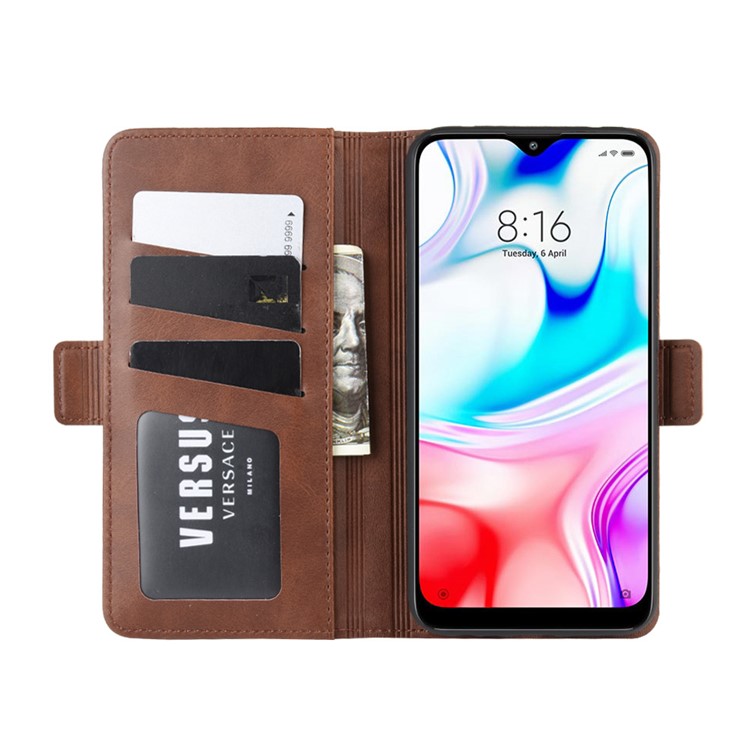 Magnet Adsorption PU Leather Stylish Case for Xiaomi Redmi 8 - Coffee-6