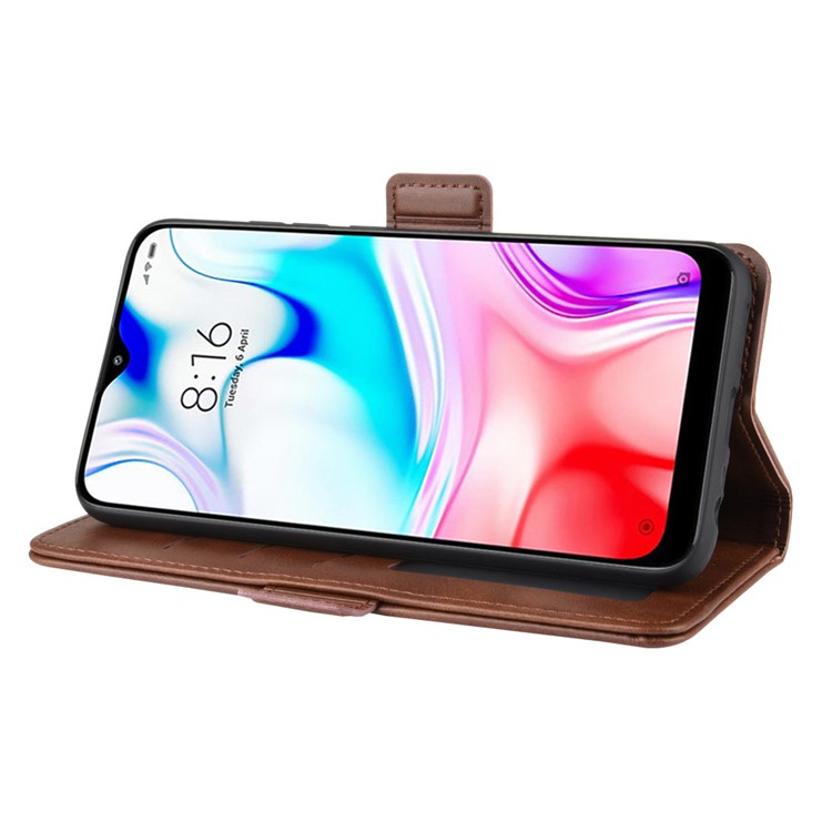 Magnet Adsorption PU Leather Stylish Case for Xiaomi Redmi 8 - Coffee-7