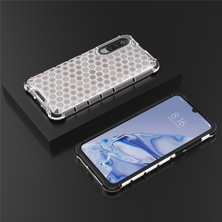 Honeycomb Pattern Shock-proof TPU + PC Hybrid Case for Xiaomi Mi 9 Pro - White-12