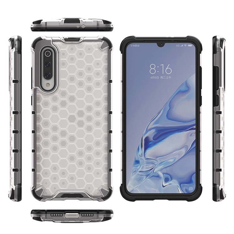 Honeycomb Pattern Shock-proof TPU + PC Hybrid Case for Xiaomi Mi 9 Pro - White-2