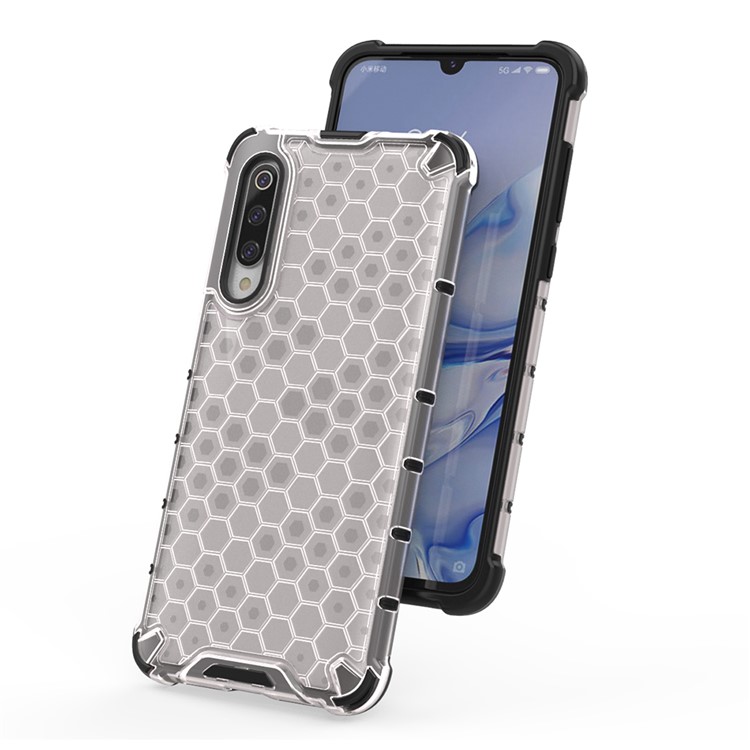 Honeycomb Pattern Shock-proof TPU + PC Hybrid Case for Xiaomi Mi 9 Pro - White-5