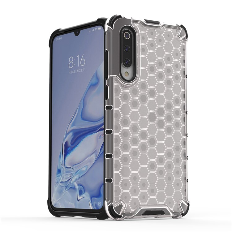 Honeycomb Pattern Shock-proof TPU + PC Hybrid Case for Xiaomi Mi 9 Pro - White-6