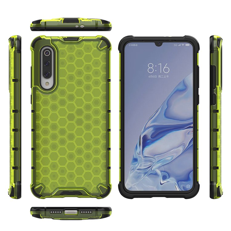 Honeycomb Pattern Shock-proof TPU + PC Hybrid Case for Xiaomi Mi 9 Pro - Green-3