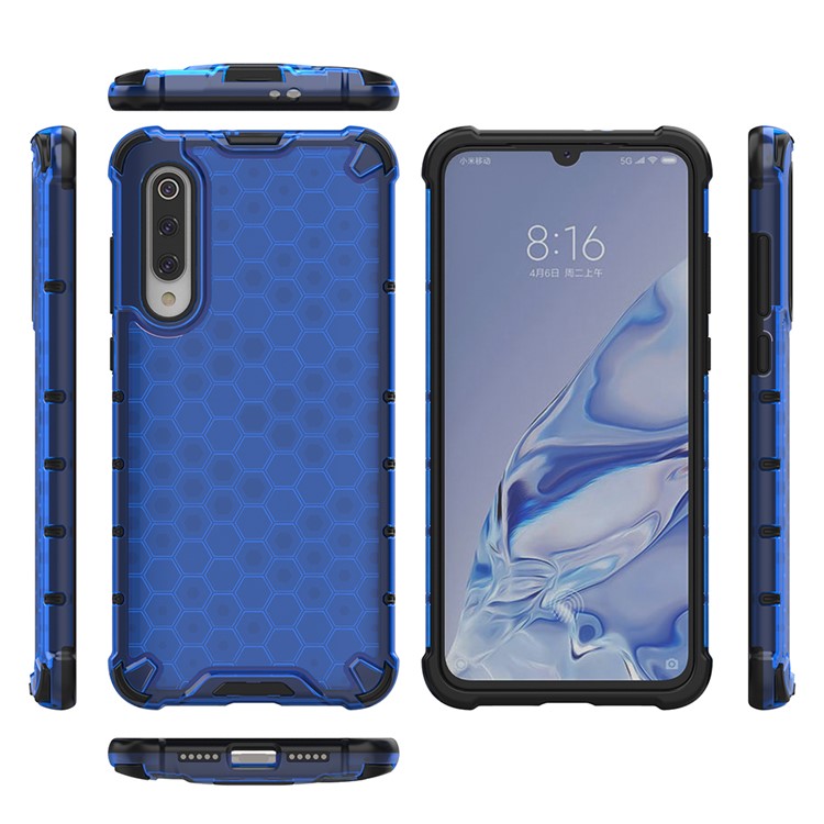 Honeycomb Pattern Shock-proof TPU + PC Hybrid Case for Xiaomi Mi 9 Pro - Blue-2