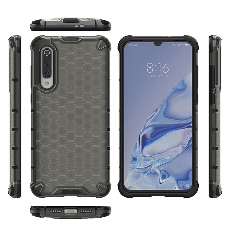 Honeycomb Pattern Shock-proof TPU + PC Hybrid Case for Xiaomi Mi 9 Pro - Black-2