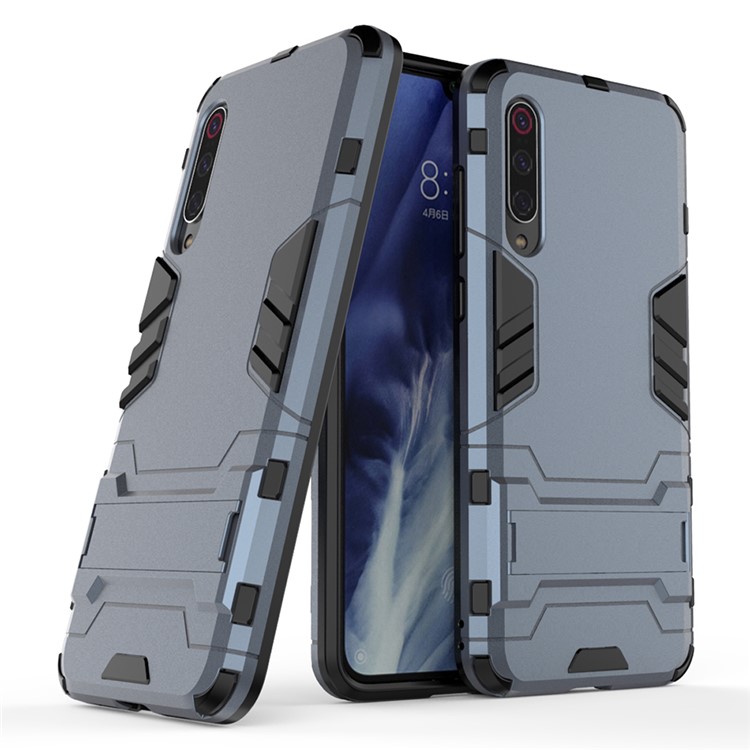 PC + TPU Fall Case Con Kickstand Para Xiaomi Mi 9 Pro - Azul Oscuro