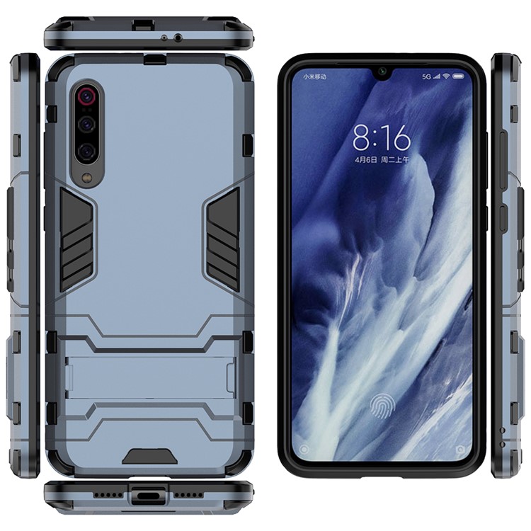 PC + TPU Cool Case Con Cavalletto Per Xiaomi Mi 9 Pro - Blu Scuro