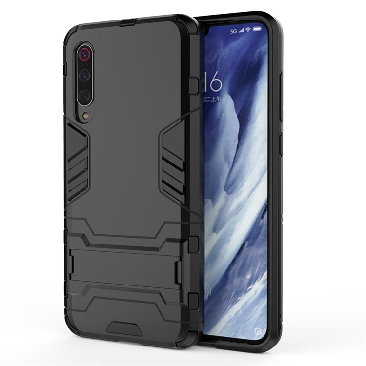 PC + TPU Cool Case Con Cavalletto Per Xiaomi Mi 9 Pro - Nero