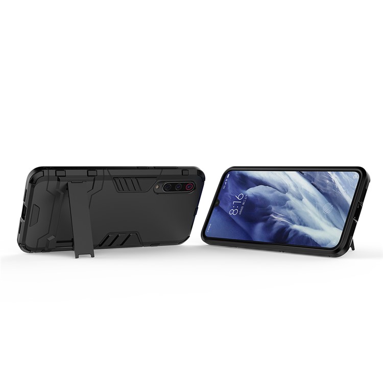 PC + TPU Cool Case Con Cavalletto Per Xiaomi Mi 9 Pro - Nero