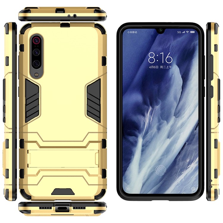 PC + TPU Cool Case with Kickstand for Xiaomi Mi 9 Pro - Gold-3
