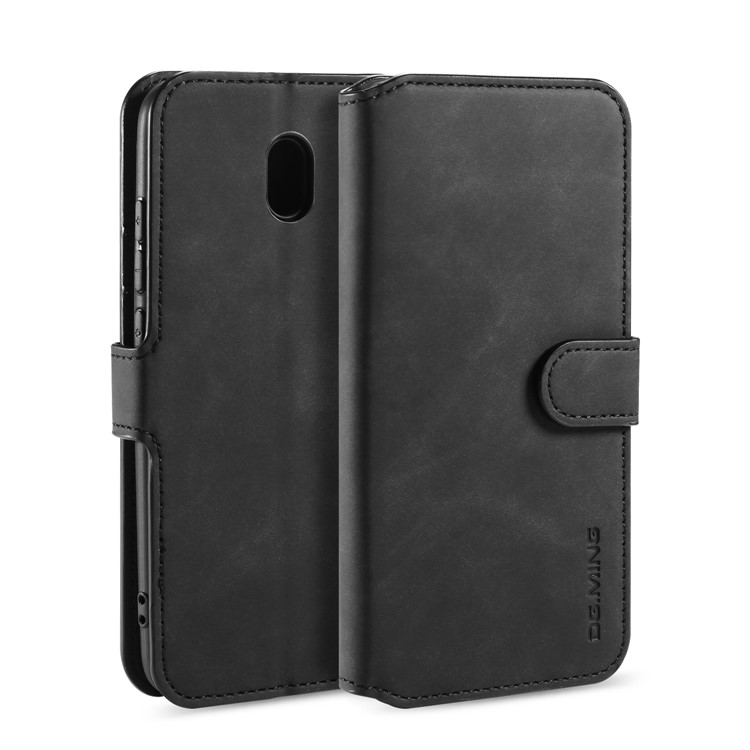 DG.MING Retro Style Wallet Stylish Leather Stand Case for Xiaomi Redmi 8A - Black-1