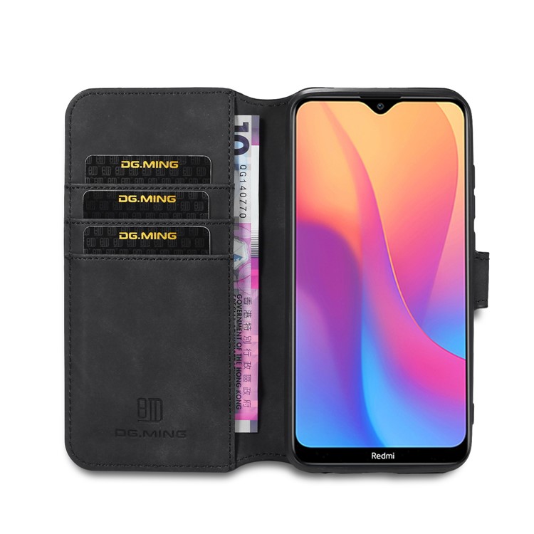 DG.MING Retro Style Wallet Stylish Leather Stand Case for Xiaomi Redmi 8A - Black-2